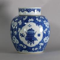Side of Chinese blue and white jar