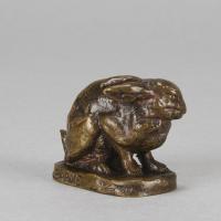 Mid 19th Century French Animalier Bronze Study Entitled "Lapin Assis" By Antoine L Barye
