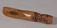 S/5819 Antique Treen 19th Century Figurative Fruitwood Shoe Horn