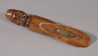 S/5819 Antique Treen 19th Century Figurative Fruitwood Shoe Horn