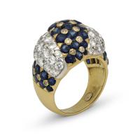 Tiffany & Co Diamond And Sapphire Bombé Ring In 18ct Gold Circa 1970s