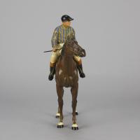 Early 20th Century Bronze entitled "Racehorse & Jockey" by Franz Bergman