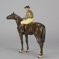 Early 20th Century Bronze entitled "Racehorse & Jockey" by Franz Bergman