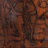 A good cedar or cypress, pen-work decorated table-cabinet, Alto Adige, North East Italy, circa 1600