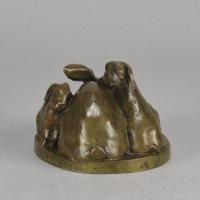 Early 20th Century Bronze "Mother and Three Young Rabbits" by Emilie Fiero