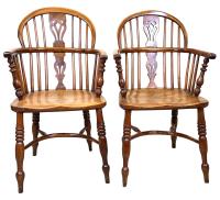 Set Of Six 19th Century Yew Windsor Chairs