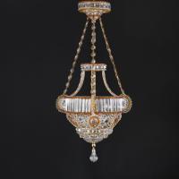 Amber and Clear Glass Beaded Hanging Lantern