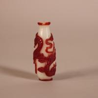 Side of Qing snuff bottle with qilong