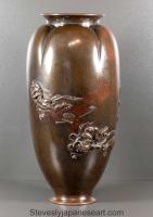 Japanese Bronze Vase Depicting Shoki Chasing Oni