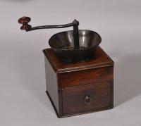 S/5825 Antique Treen 18th Century Square Section Mahogany Coffee Mill