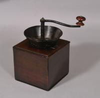 S/5825 Antique Treen 18th Century Square Section Mahogany Coffee Mill