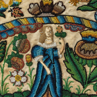 A Charles II beadwork picture on silk, circa 1660