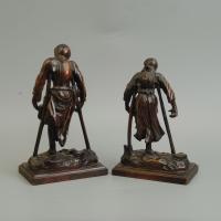 Finely Carved Box Wood Figures of Beggars
