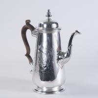 George II solid Silver Coffee Pot by Edward Feline, London, 1743