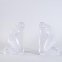 Striking Pair of Lalique Bookends, 1980s