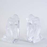 Striking Pair of Lalique Bookends, 1980s
