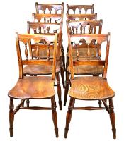 19th Century Set Of 8 Kitchen Dining Chairs