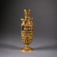 Spanish Gold Damascened Iron Vase, By Placido Zuloaga, Eibar