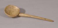 S/5763 Antique Treen 19th Century Welsh Sycamore Cawl Spoon