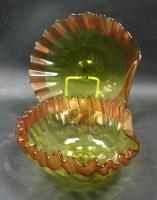 Yellow and red glass finger bowl and plate, Stevens & Williams, English circa 1890