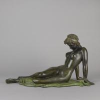 Early 20th Century Italian Bronze entitled "Reclining Woman" Circa 1910