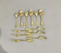 Set of Six Silvergilt Dessert Spoons and Forks. William Eley, William Fearn & William Chawner. London 1812