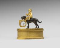 French Empire gilt bronze clock and desk stand