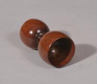 S/5833 Antique Treen 19th Century Small Boxwood Apothecary's Double Measure
