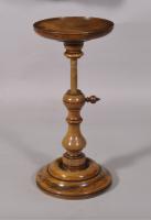 S/5862 Antique Treen Late Georgian Apple Wood Adjustable Candle Stand