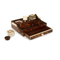 Regency tortoiseshell and ivory desk set