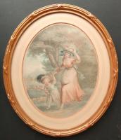 William Hamilton "Morning" and "Evening" pair old stipple engravings