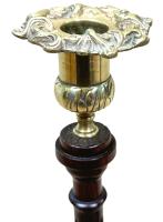 Late 19th Century Mahogany and Brass Candlesticks