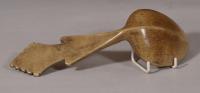 S/5875 Antique Treen 19th Century Swedish Carved Birch Initialled Ladle
