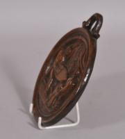 S/5891 Antique 19th Century Carved Fruitwood Wall Plaque