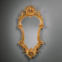 Florentine Cartouche-Shaped Giltwood Wall Mirrors
