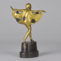 Art Deco Cold Painted Bronze Study Entitled 'Butterfly Dancer' by Prof Poertzel