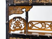 Delightful Japanese Bamboo Form Gold Lacquer Display Cabinet