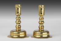 Coulborn Antique Pair of 17th Century Brass Candlesticks