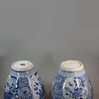 Bases of pair of Japanese blue and white vases
