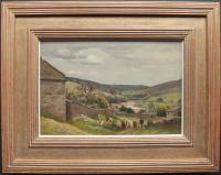 Ernest Higgins Rigg "Changing Pastures, Swaledale" oil on canvas