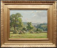 Ernest Higgins Rigg "The Hayfield, Swaledale" oil on panel