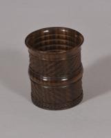 S/5906 Antique Treen Early 20th Century Engine Turned Dice Shaker