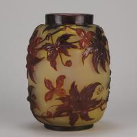 Rare Early 20th Century Art Nouveau Vase "Clematis Soufflé Vase" by Emile Galle