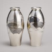 early 20th Century Japanese Silver and multi-metal vases