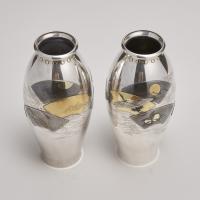 early 20th Century Japanese Silver and multi-metal vases