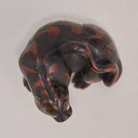 A fantastic Japanese late 19th Century wood Netsuke in the form of a Tiger