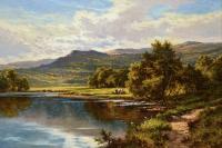 River landscape oil painting of the Lledr near Bettws-y-coed by Henry H Parker