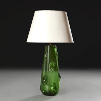 A Large Green Empoli Glass Lamp