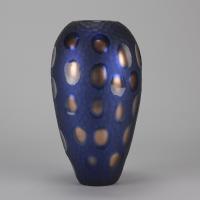 20th Century Hand Blown Murano entitled "Blue and Bronze Vase" by Vittorio Ferro