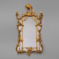 George II Style English Carved Giltwood Rococo Wall Mirrors